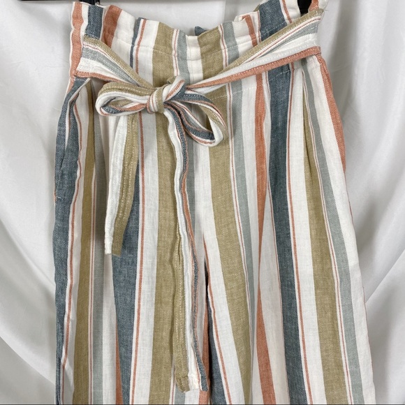 Madewell Tie-Waist Huston Pull-On Striped Linen Blend Crop Pants - Picture 5 of 11